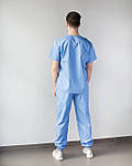 Медицинский костюм мужской Техас из премиум-коттона голубой, фото 3