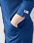 Медицинский женский халат Валери синий цвет на пуговицах, фото 5