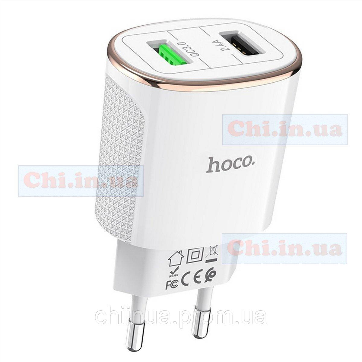 

Сетевое зарядное устройство Hoco C60A Prestige 220В 2xUSB 3А QC3.0 Белый, White