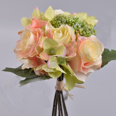 Букет троянда+гортензія з часничком ніжний штучні Квіти