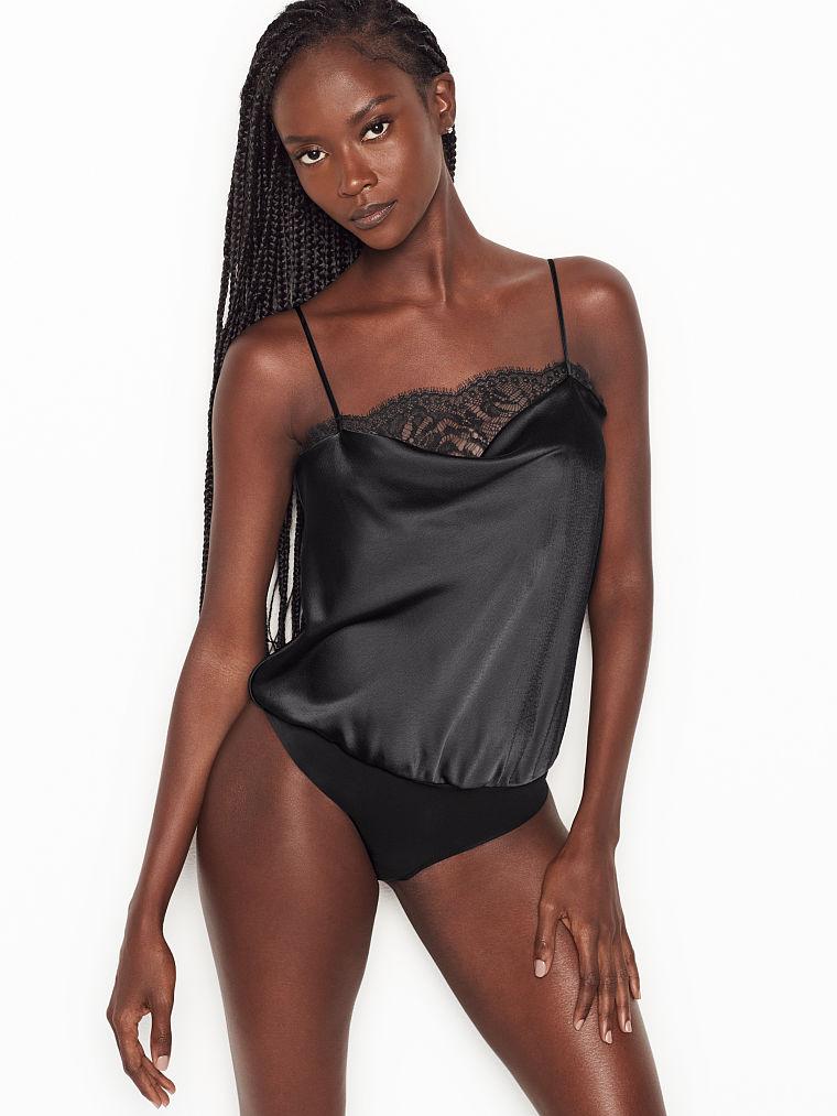 

Атласное боди Victoria's Secret Satin Cowl-neck Bodysuit р. S, Черный