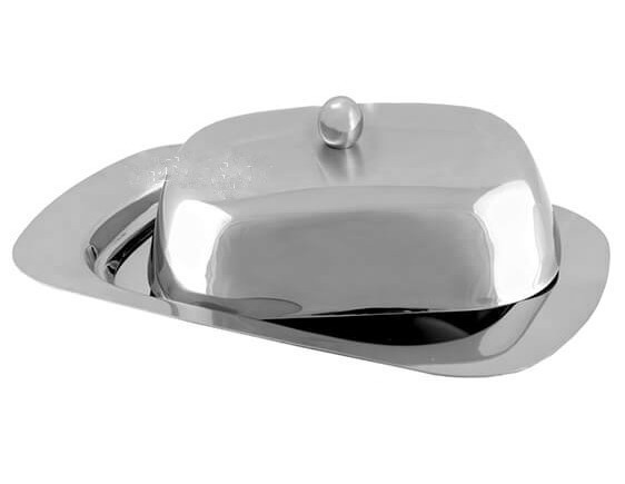 

Масленка металлическая Vinzer 89243 | тарелка с крышкой для масла Винзер, емкость под масло нержавеющая