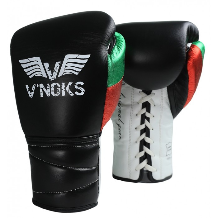 Боксерські рукавички на шнурівці V'Noks Mex Pro 10 oz унцій чорний