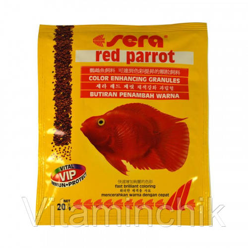 Sera Red Parrot корм для рыб красный папугай, 20 г
