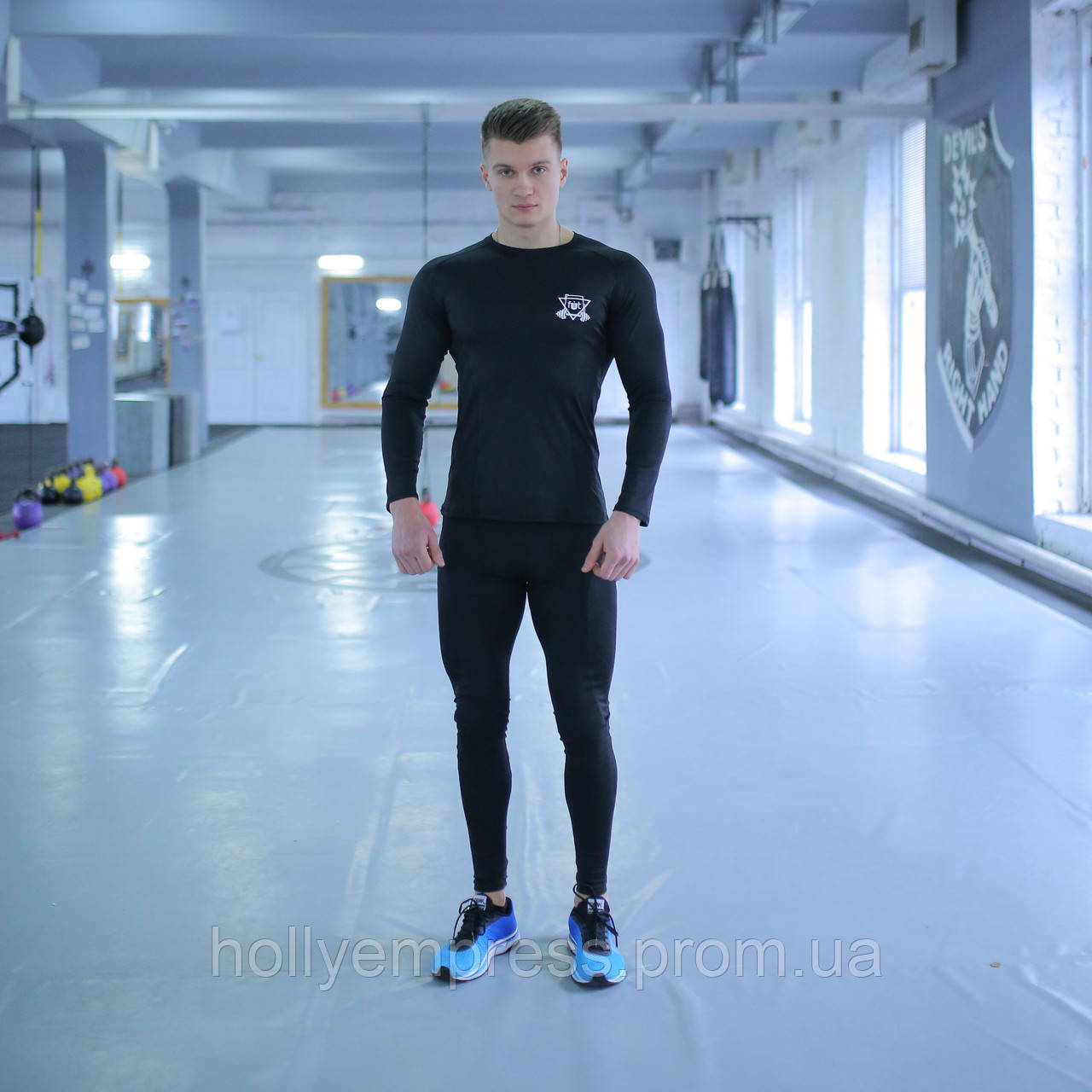

Леггинсы, Тайтсы компрессионные мужские fitU Wave black, Черный