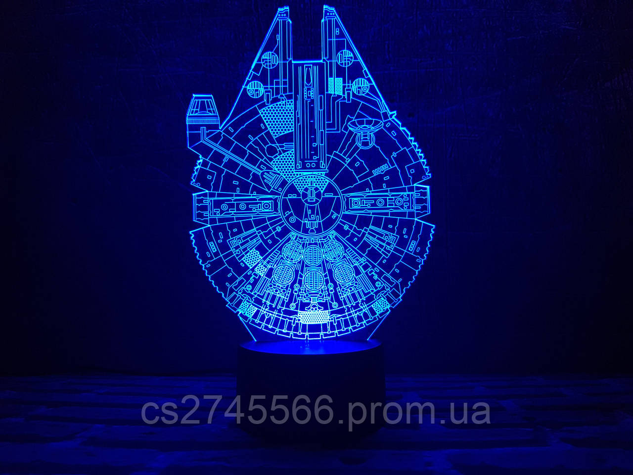 3D ночник Сокол тысячелетия (збільшене зображення) + пульт ДУ + мережевий адаптер + батарейки (3ААА)