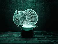 3D лампа Носоріг (збільшене зображення) + пульт ДУ + мережевий адаптер + батарейки (3ААА), фото 1