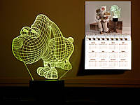 3D світильник нічник Песик (збільшене зображення) + пульт ДУ + мережевий адаптер + батарейки (3ААА), фото 1