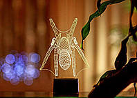3D світильник Павук (збільшене зображення) + пульт ДУ + мережевий адаптер + батарейки (3ААА), фото 1