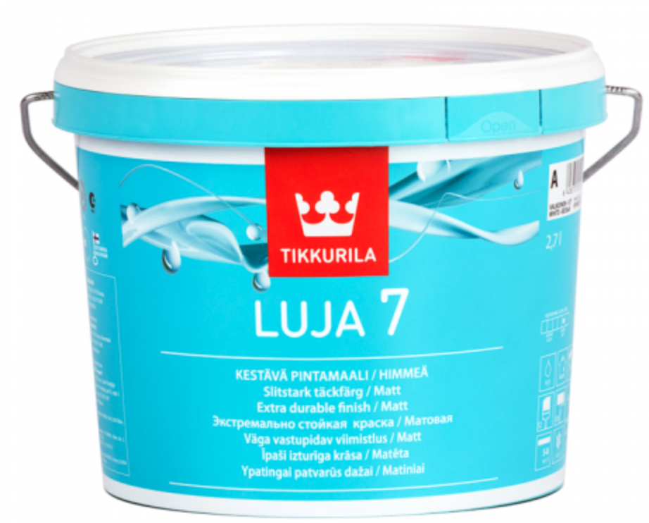 

Краска для влажных помещений TIKKURILA LUJA 7, 2.7 л., база АР, Белый