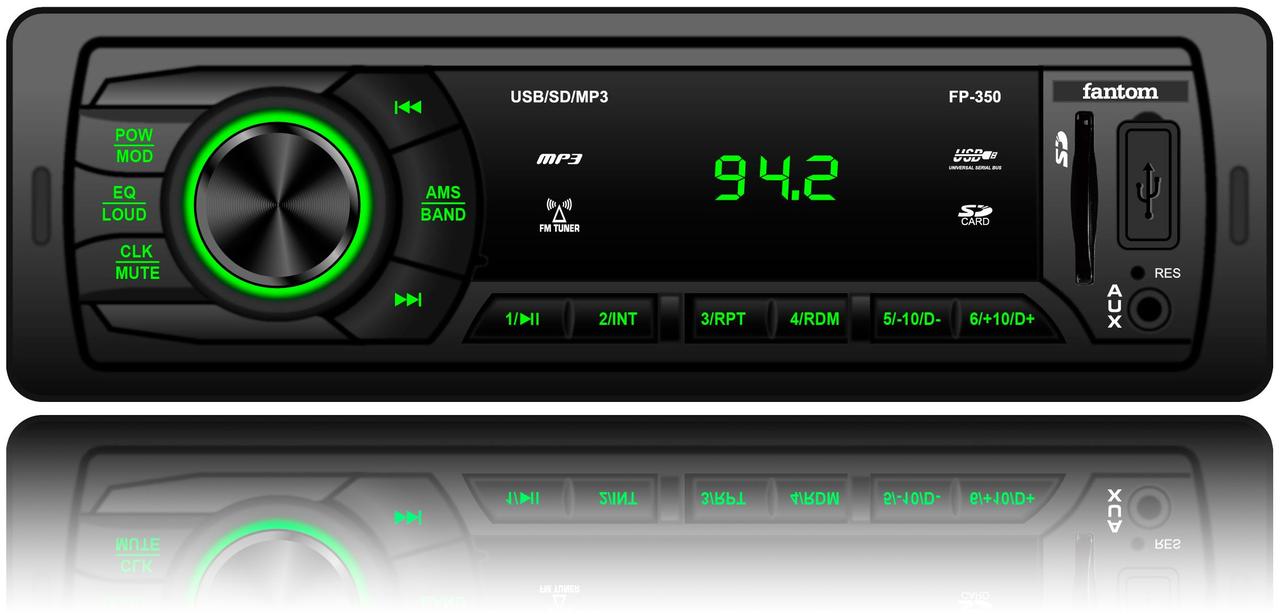 

Магнитола 1Din FP-350 Black/Green USB/SD ресивер, FANTOM