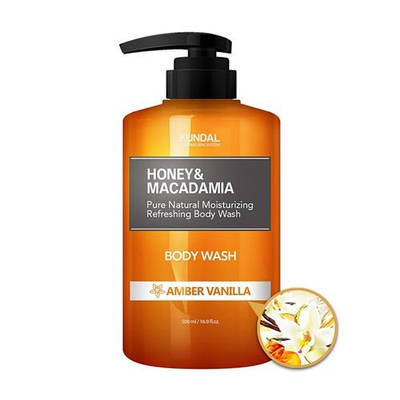 Гель для душа "Янтарная ваниль" KUNDAL Honey & Macadamia Body Wash Amber Vanilla 500ml