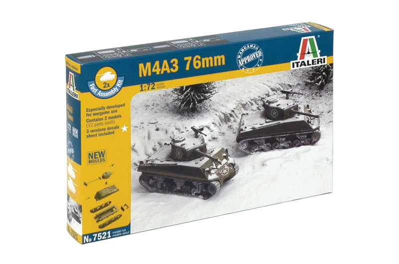 

M4A3 76mm. Сборная модель танка 2 в 1. Быстрая сборка. 1/72 ITALERI 7521