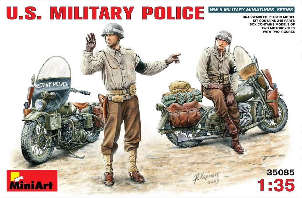Американская военная полиция на мотоциклах. Сборная модель. 1/35 MINIART 35085