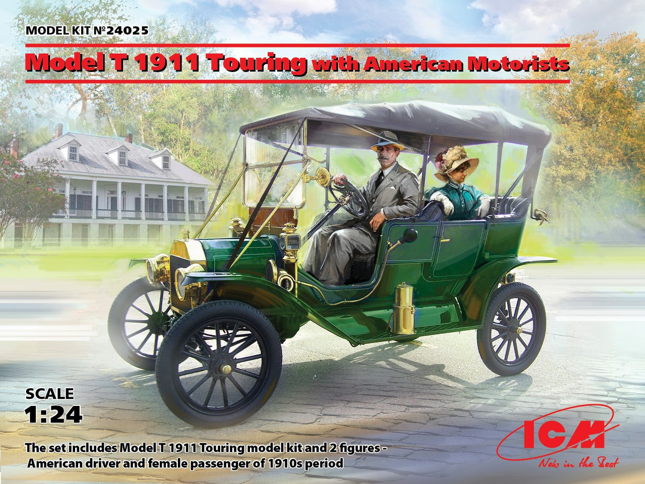 

Model T 1911 Touring. Сборная модель автомобиля с фигурками. 1/24 ICM 24025