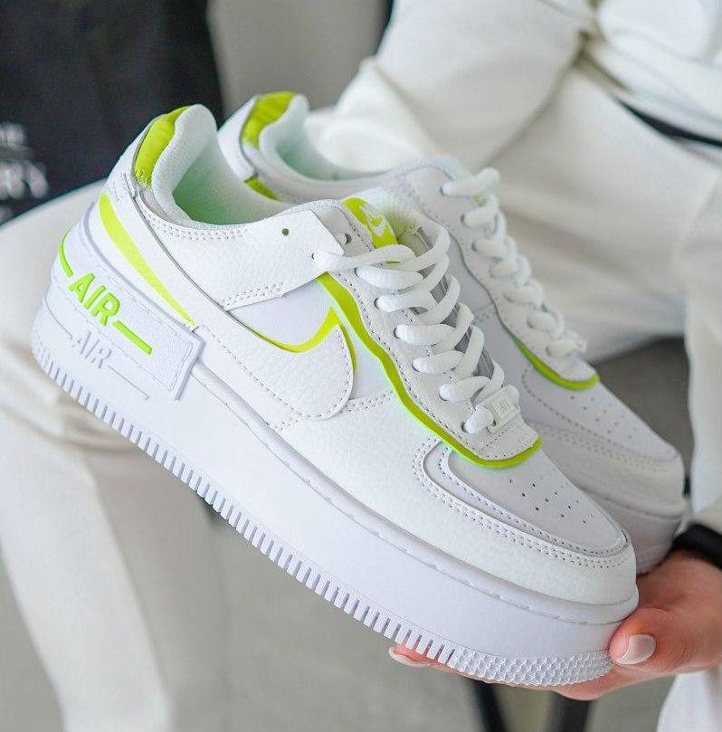 

Nike Air Force 1 Shadow White Yellow | кроссовки женские; белые/желтые; платформа; кожаные мягкие; осень/весна 39eur - 25.0cm, Желтый