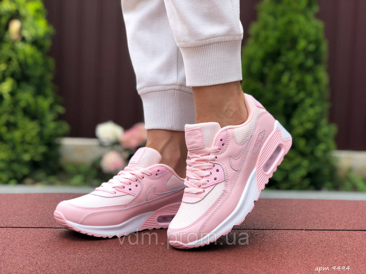 

Кроссовки женские Nike Air Max 90 в стиле Найк Аер Макс, натуральная кожа, код SD-9494. Пудровые