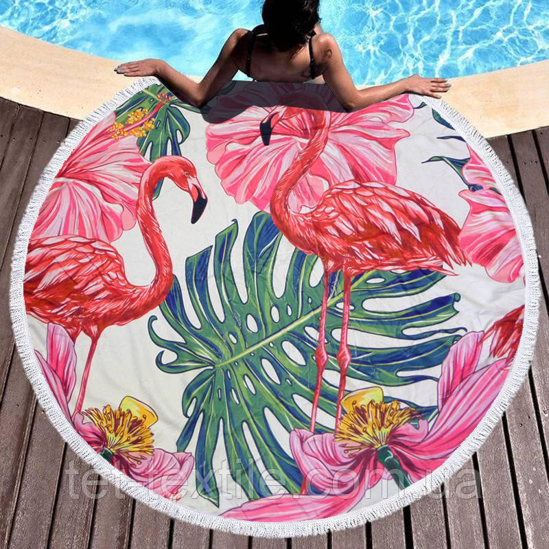 

Круглое пляжное полотенце Фламинго розовый (150 см.)