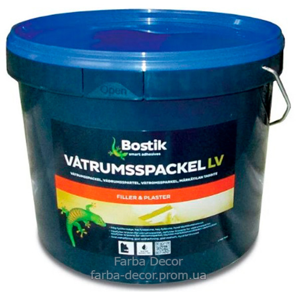 

Шпаклевка BOSTIK Vatrumspackel LV влагостойкая акриловая, 10 л, Серая