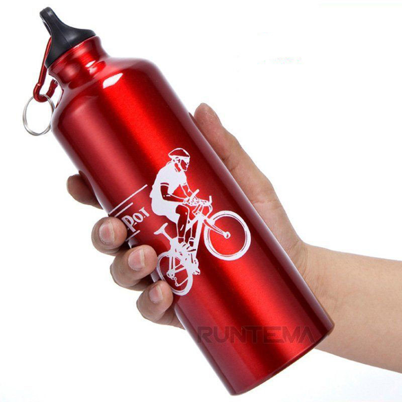 Спортивная бутылка для воды, велобутылка 750 мл,алюминиевая фляга для воды,Велосипедная Фляга алюминиевая Red