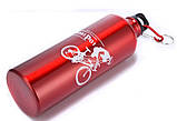 Спортивная бутылка для воды, велобутылка 750 мл,алюминиевая фляга для воды,Велосипедная Фляга алюминиевая Red, фото 3