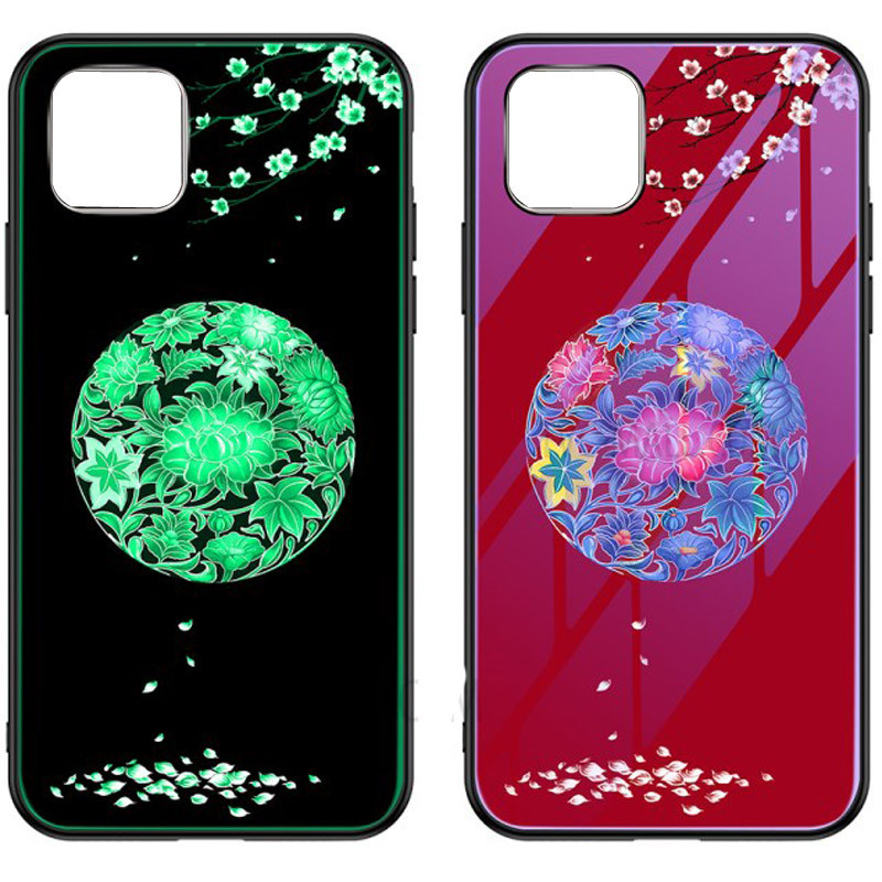 

TPU+Glass чехол светящийся в темноте для Apple iPhone 11 Pro Max (6.5, Цветное плетение / красный