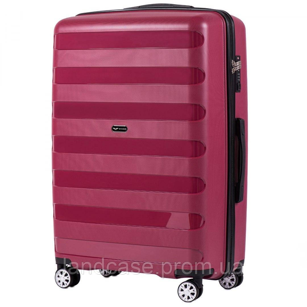 Большой пластиковый чемодан на 4 колесах Wings PP07 L Красный