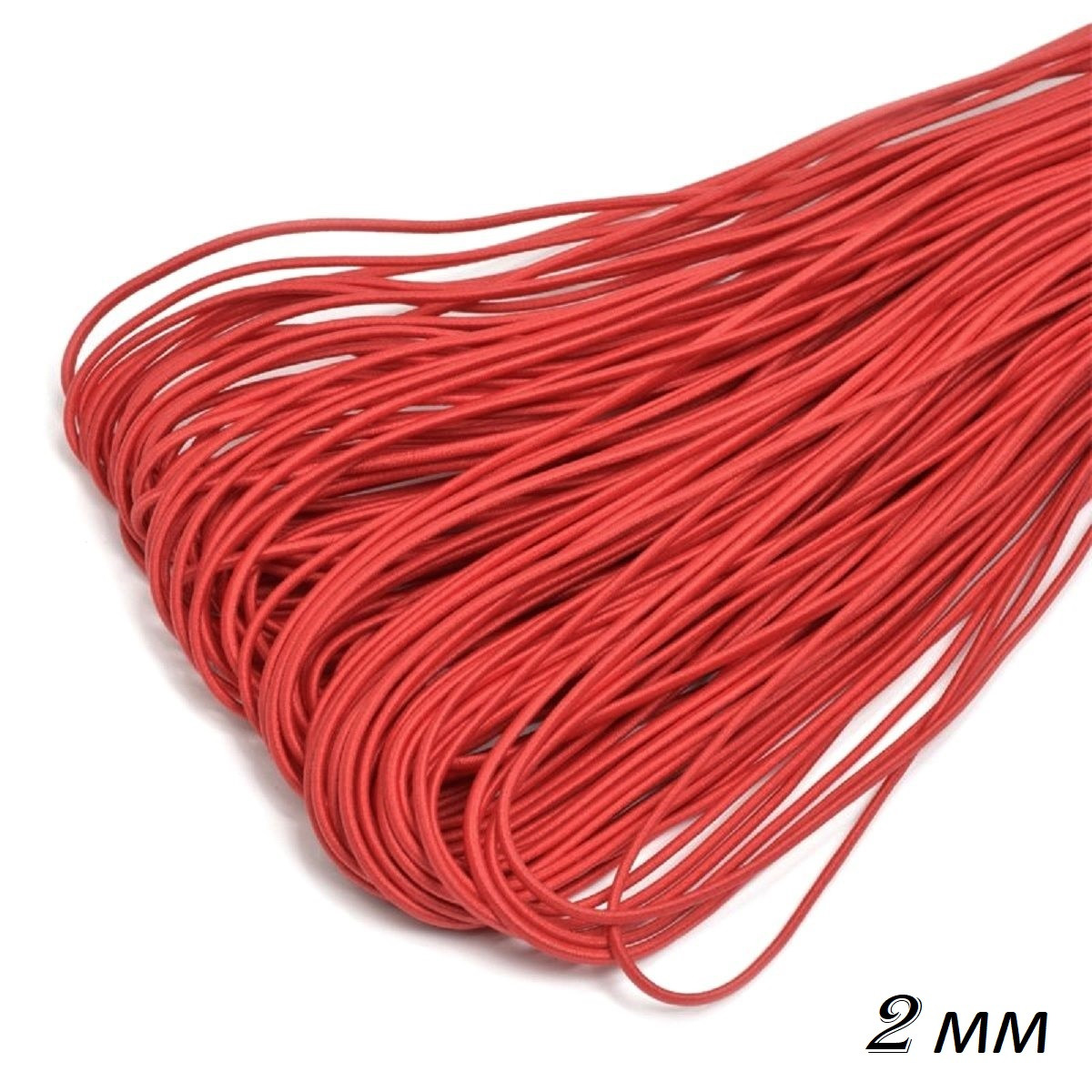 Шнурок-резинка круглый Luxyart диаметр 2 мм, красный, 100 метров (Р2-103)
