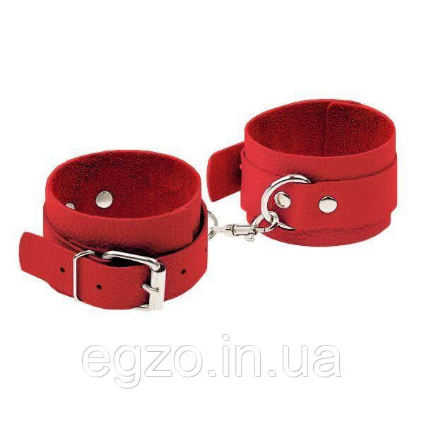 

Кожаные наручники Leather Standart Hand Cuffs, Red - Красные, Красный