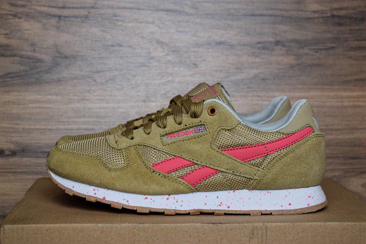 

Кроссовки женские в стиле Reebok Classic код товара OD-2221. Зеленые с розовым