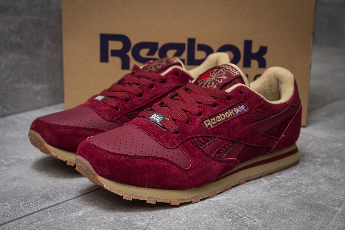 

Кроссовки мужские Reebok Classic в стиле Рибок Класик, замша, текстиль код DO-14614. Бордовые