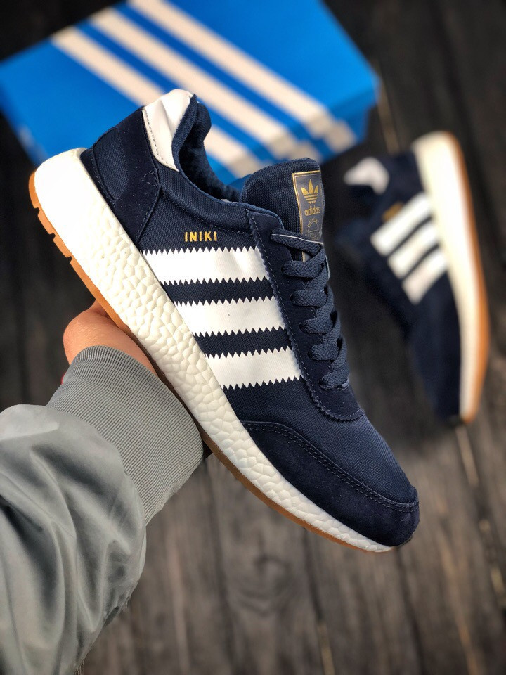 

Кроссовки мужские Adidas Iniki в стиле Адидас Иники, замша, текстиль код Z-1705. Синие