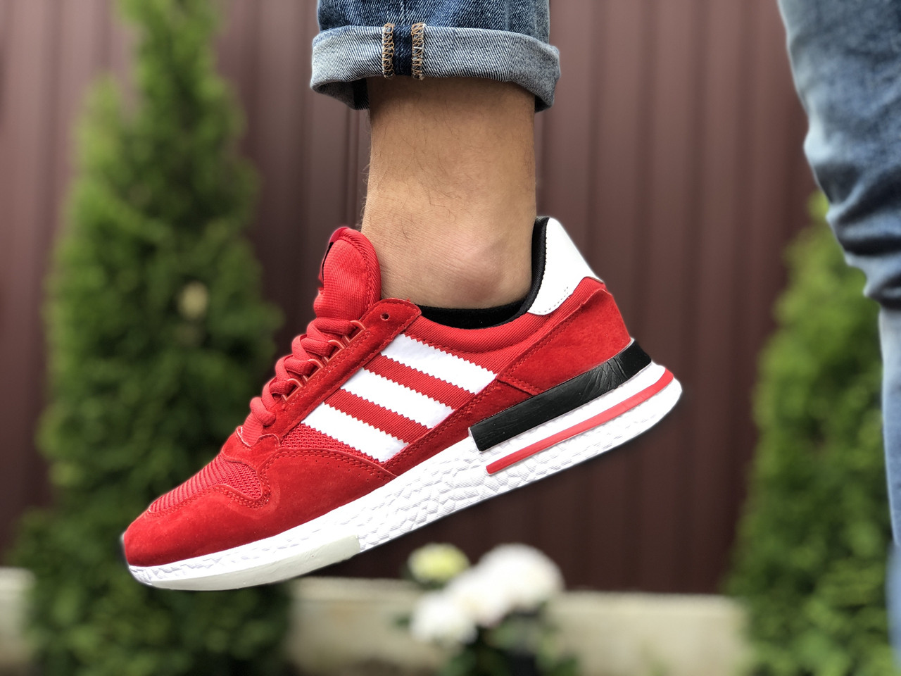 

Кроссовки мужские Adidas ZX 500 RM красные, Адидас, натуральная замша, сетка, прошиты. Код SD-9368 41