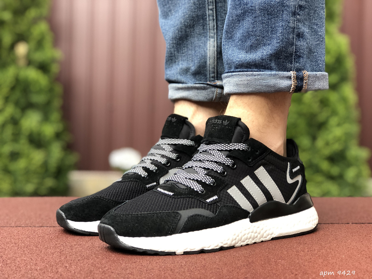 

Кроссовки мужские Adidas Nite Jogger 3M черные, Адидас Найт Джоггер, дышащий материал, прошиты. Код SD-9429 44