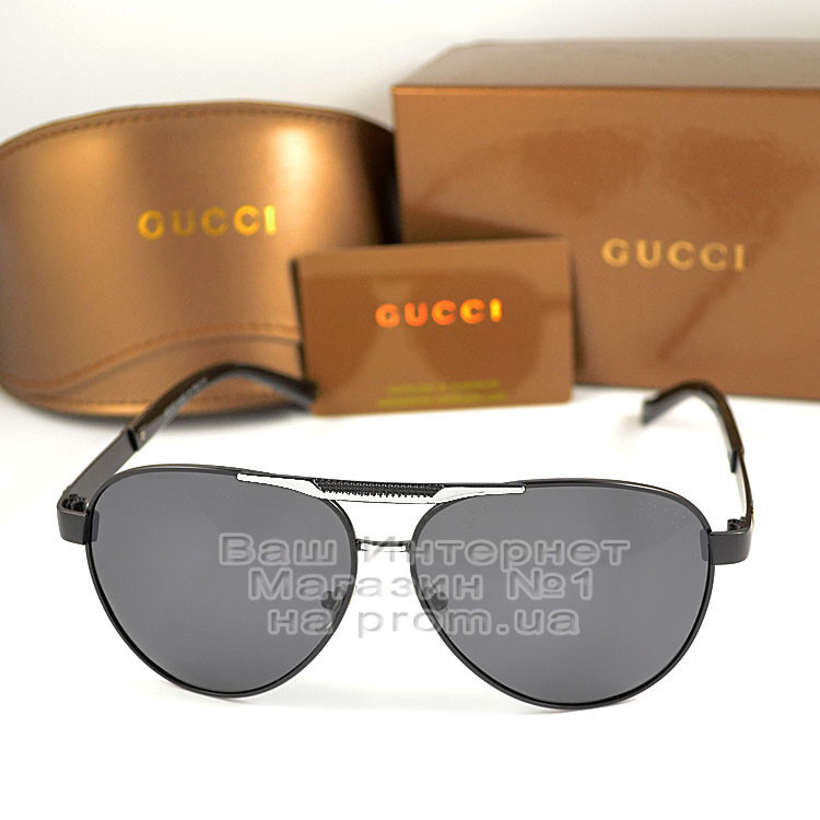 Мужские солнцезащитные очки Gucci Авиаторы для водителей Polarized с  поляризацией Поляризационные Гуччи копия, цена 375 грн., купить в Киеве —  Prom.ua (ID#1198483470)