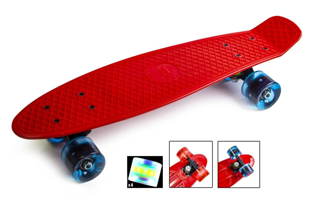 

Penny Board. Red. Светящиеся колеса., Красный