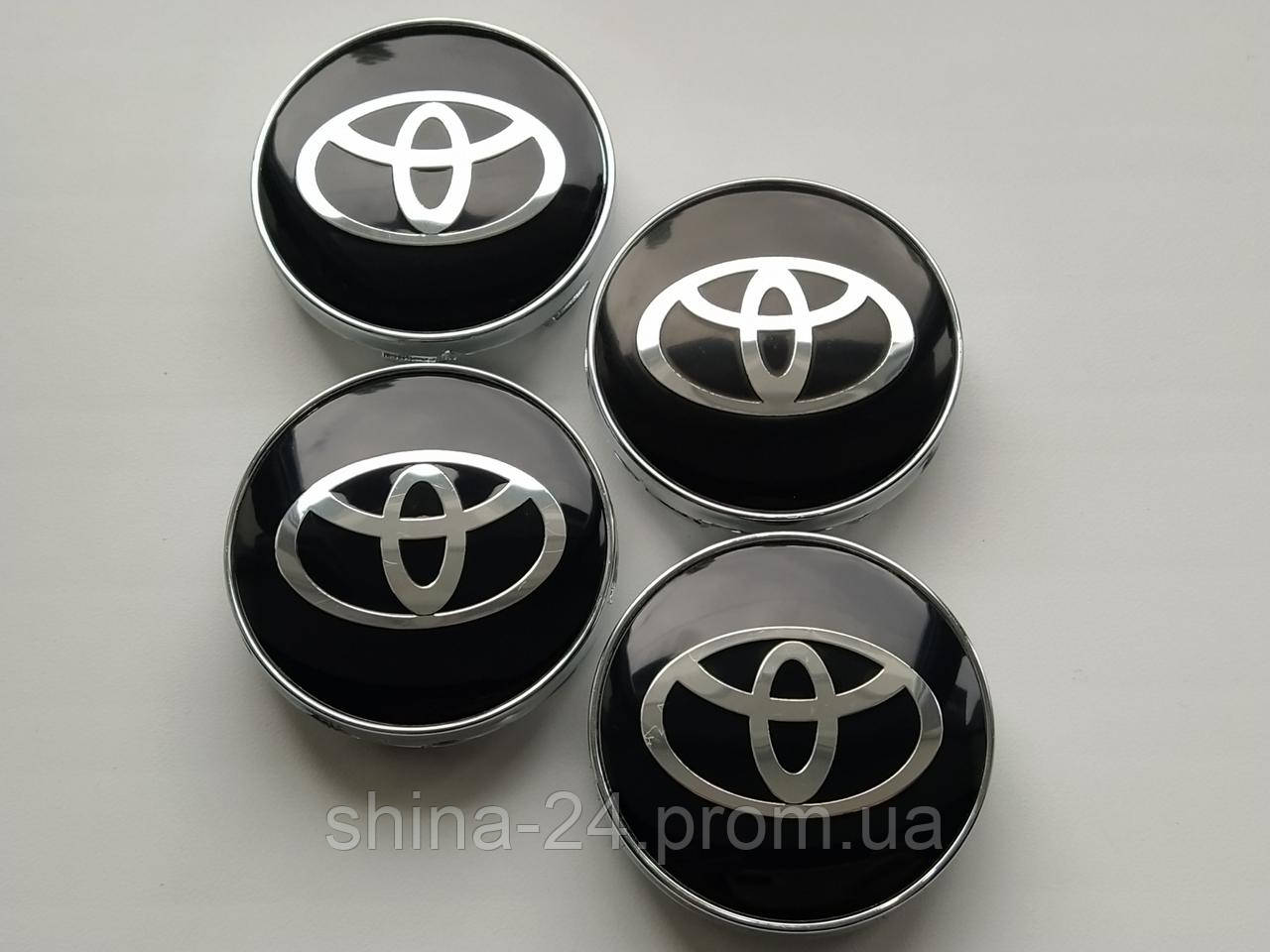 Колпачки заглушки в литые диски Toyota 60/56/10 мм. Черные