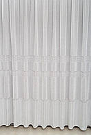 Турецька тюль на вікна льон колір білий та айворі (обробка сторін + 40 грн), фото 1