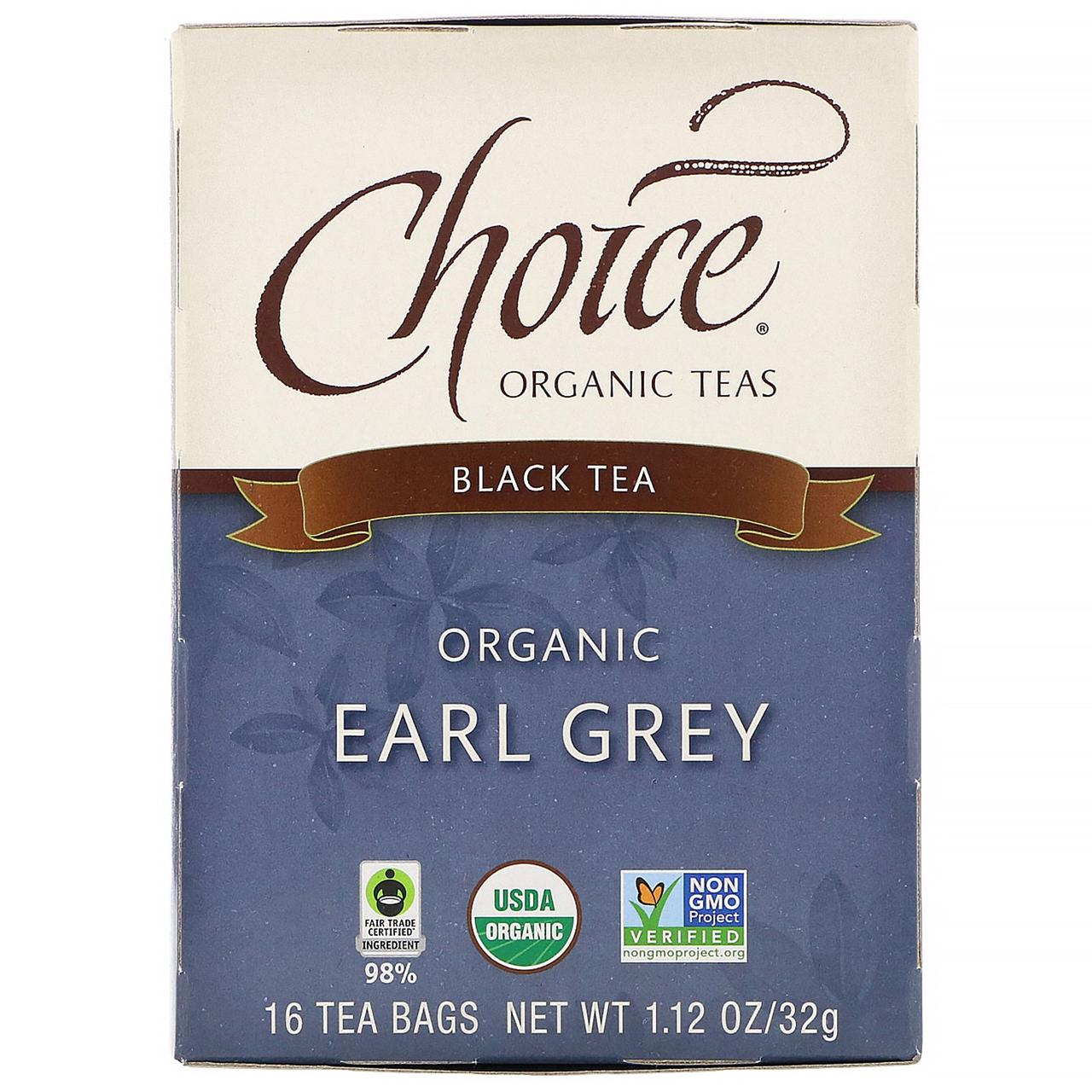 

Choice Organic Teas, Black Tea, Organic Earl Grey, 16 Tea Bags, 1.12 oz (32 g)