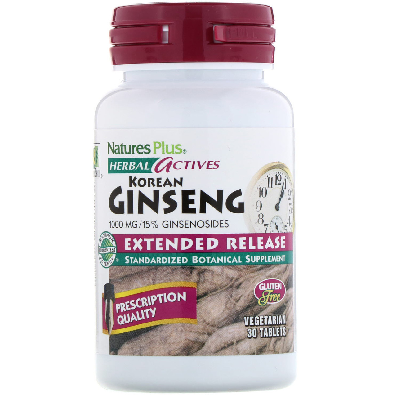 

Nature's Plus, Herbal Actives, Korean Ginseng, Extended Release, 1,000 mg, 30 Vegetarian Tablets