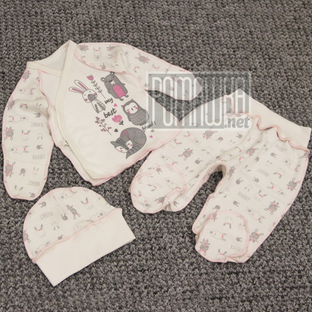 

Трикотажный костюмчик для новорожденных р 56 0-1 мес для грудничков малышей на выписку ИНТЕРЛОК 6057 Розовый А