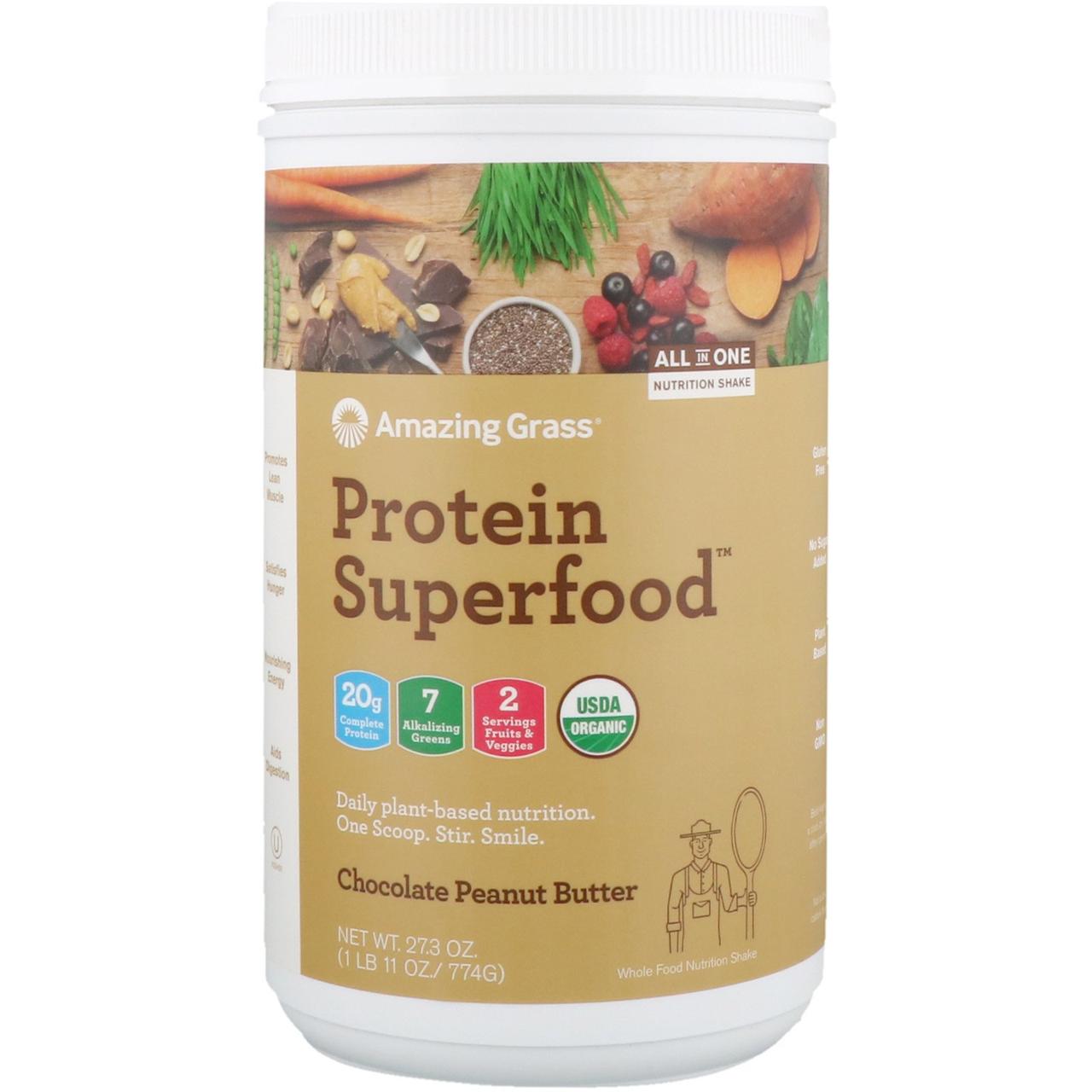 

Amazing Grass, Protein Superfood, Chocolate Peanut Butter, 27.3 oz (774 g)