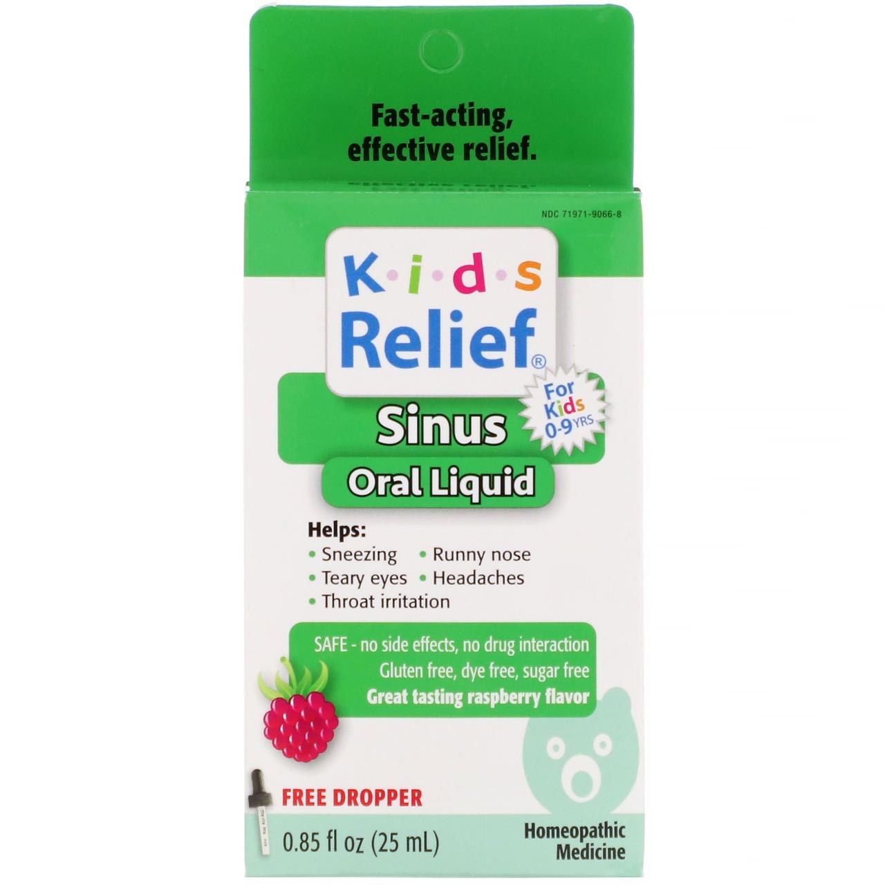 

Homeolab USA, Kids Relief, Sinus Oral Liquid, For Kids 0-9 Yrs, Raspberry Flavor, 0.85 fl oz (25 ml),,