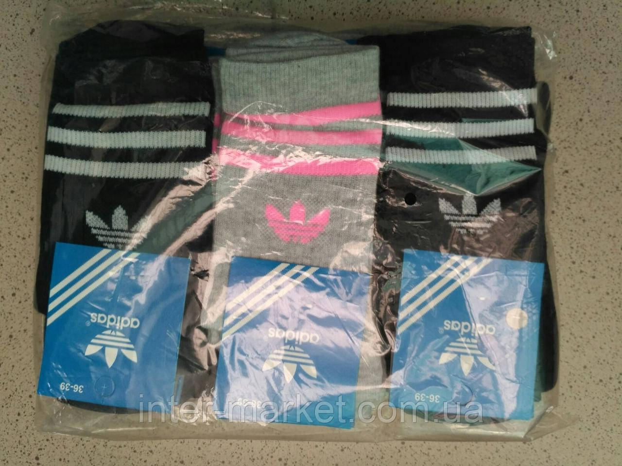 

Женские хлопковые носки Adidas упаковка 12 пар разные цвета