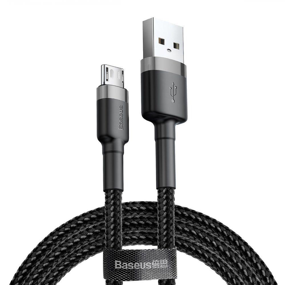 

Кабель Baseus cafule Cable USB For microUSB 2.4A/1m Gray+Black (CAMKLF-BG1), Черный