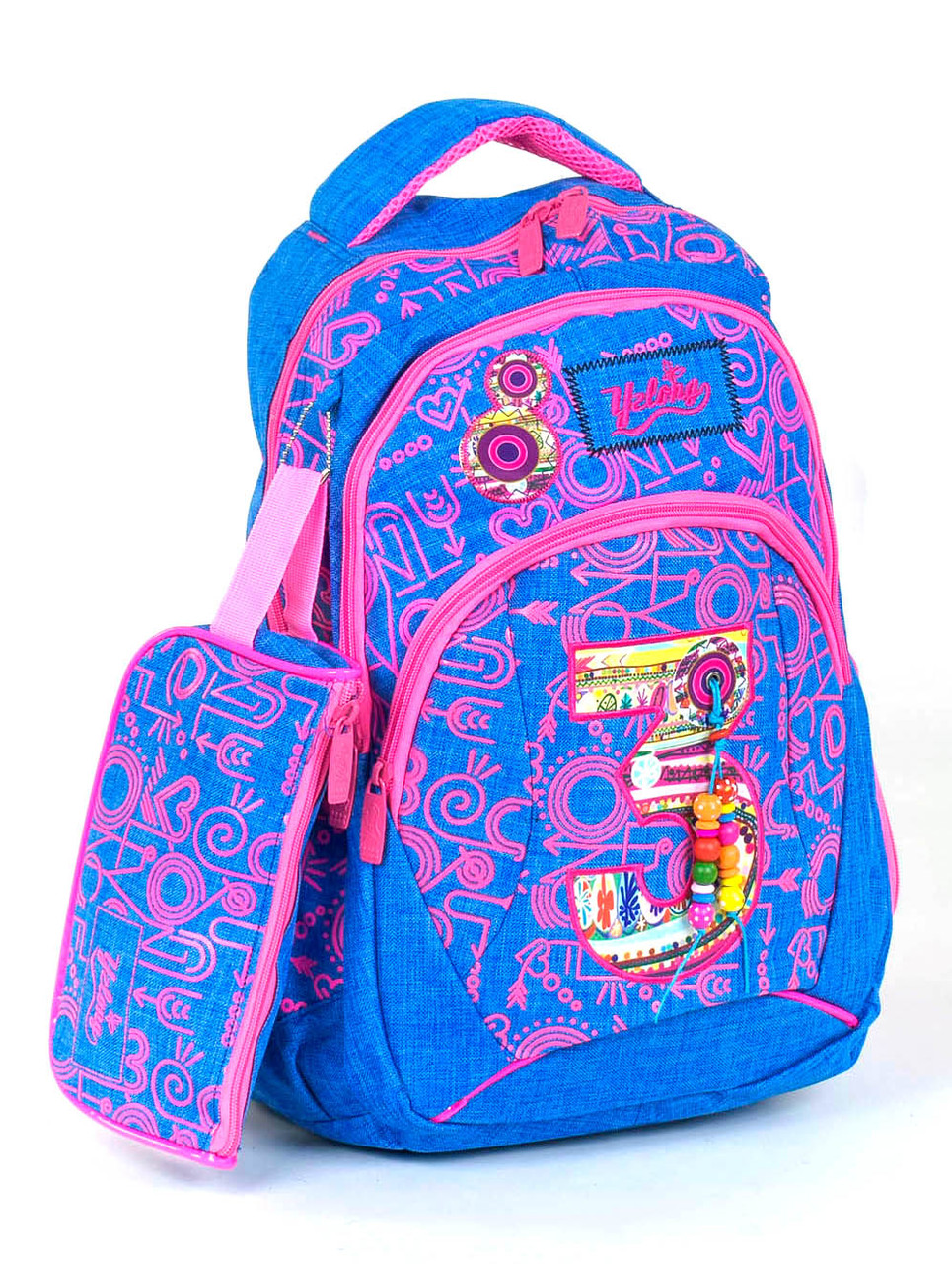 

Рюкзак школьный мягкая спинка с подушечками от 8 лет, 3 отделения, 2 кармана, пенал, 30×22×43 см, Голубой