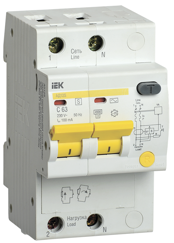 

Дифференциальный автоматический выключатель АД12S 2Р 20А 100мА, ИЕК [MAD13-2-020-C-100]