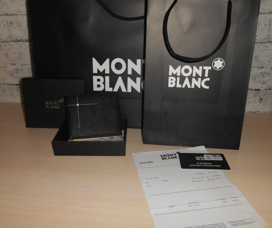 Мужской кошелек, портмоне, бумажник Mont Blanc, кожа, Италия