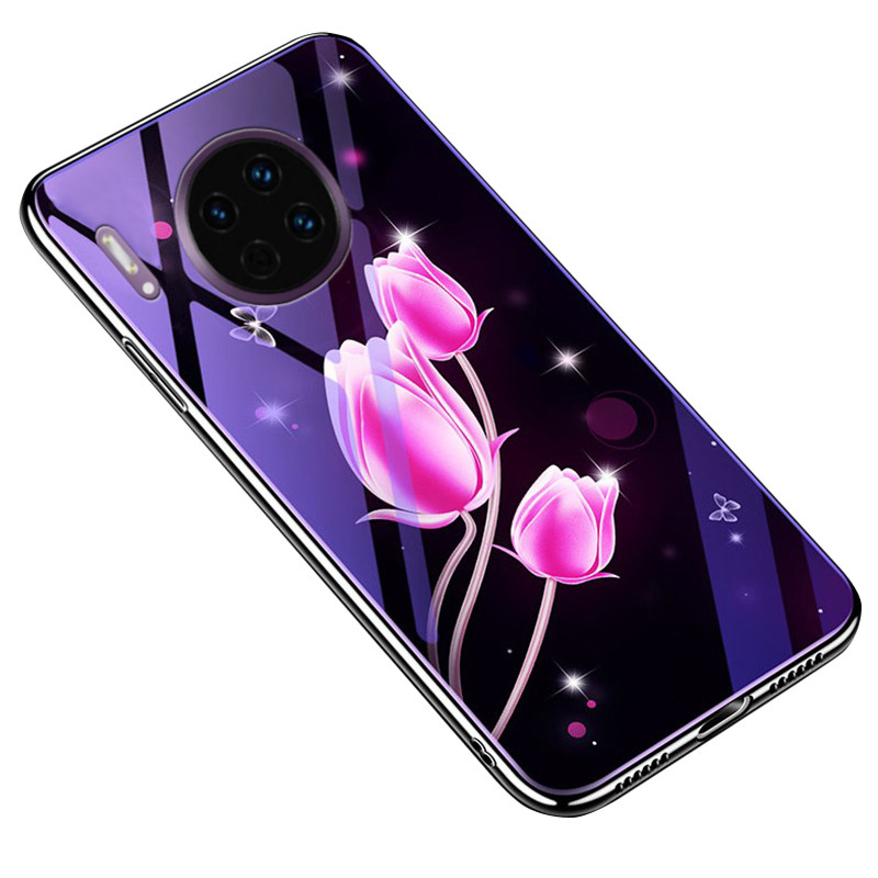 

TPU+Glass чехол Fantasy с глянцевыми торцами для Huawei Mate 30 Pro, Тюльпаны