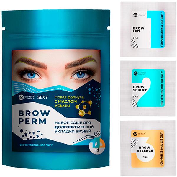 

Sexy Brow Perm. Набор долговременной укладки бровей с маслом Усьмы. Мини набор по 2 мл.